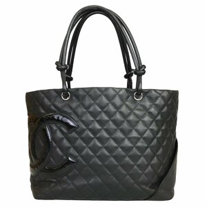 【1円～】シャネル CHANEL バッグ ハンドバッグ トートバッグ カンボンライン ラムスキン ココマーク シルバー金具 ブラック 中古