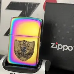 zippoジッポー　オーストラリアPVD加工レインボーカラー虹色国章メタル貼り