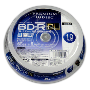 20個セット PREMIUM HIDISC BD-R DL 1回録画 6倍速 50GB 10枚 スピンドルケース HDVBR50RP10SPX20 /l