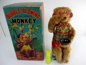 アルプス1960年代製　　Bubble Blowing Monkey　箱付き完動美品　高さ約28cm
