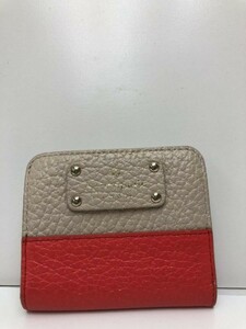 kate spade ケイトスペード カウレザー 牛革 二つ折り 財布 ウォレット 小銭入れ ピンク　レッド　赤 レディース#Z208