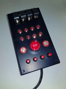 【購入代行】シムレーシング USB ボタンボックス ２９機能 赤照明縦型 大型スタートボタン ステッカー付き