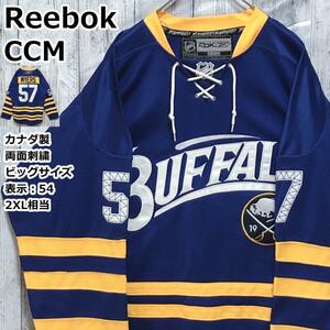 Reebok リーボック CCM製 NHLバッファロー 両面刺繍 ビッグロゴ 54 2XL ホッケーゲームシャツ ユニフォーム ユニフォームシャツ