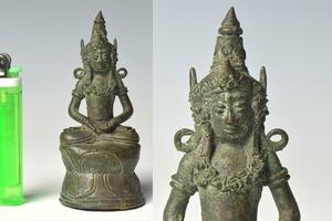 【趣楽】中国古玩　古銅仏像　高さ１０，８ｃｍ　重量１７２ｇ　I11２1