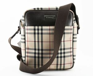 1円 BURBERRY バーバリー ノバチェック ハウスチェック キャンバス レザー ショルダーバッグ 斜めかけ ポシェット ロゴプレート 24-1747