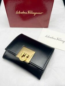 【 6万】【フェラガモ】◇レザーコインケース◇未使用◇ブラック◇Ferragamo◇