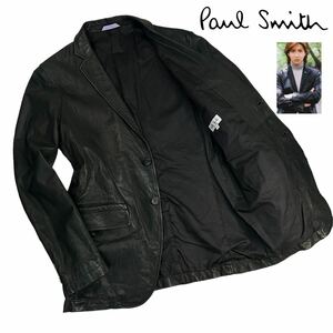 美品 Paul Smith LONDON ポールスミス ロンドン 2Bレザーテーラードジャケット サイズM ブラック HERO キムタク着 保管シワ有 名作 A2176
