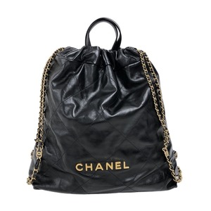 シャネル CHANEL CHANEL22 バックパック AS3313 ブラック ゴールド金具 カーフスキン ショルダーバッグ レディース 中古