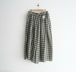 2023AW / 未使用 / maison de soil メゾンドソイル / BOILED WOOL BIG GINGHAM CHECK GATHERED CULOTTES キュロット 2 / 2401-0512