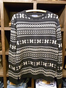 MADE IN JAPAN BLUE BLUE PURE INDIGO FAIR ISLE SWEATER SIZE 3(L?) 日本製 ブルー ブルー プュア インディゴ フェアアイル柄 セーター