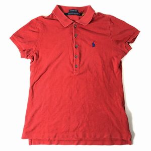 ラルフローレン Ralph Lauren 半袖ポロシャツ レディース M 165サイズ スキニーポロ 赤 やや美品 中古 送料185円