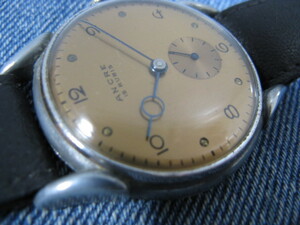 1940年代 ANCRE コッパーダイヤル 35mm スイス製アンティーク手巻腕時計 稼働品 注油済み 