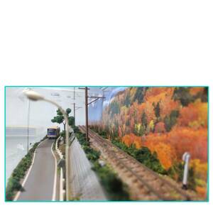 日本の鉄道風景　ジオラマ　車両展示台　鉄道模型　Nゲージ