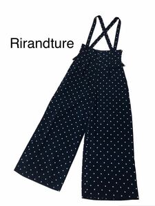 Rirandture リランドチュール　サスペ付　ワイドパンツ　ネイビー　水玉