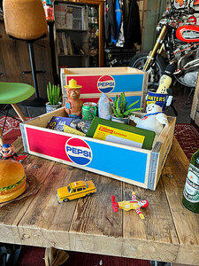 ペプシ　ウッドクレート　ソーダ木箱　（70年代ロゴ）　単品　■　アメリカン雑貨　アメリカ雑貨