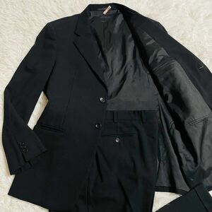 美品/XXL相当●ARMANI COLLEZIONI セットアップ シングル スーツ ブラック 3L 52 大きいサイズ アルマーニコレッツォーニ 2B 高級紳士服