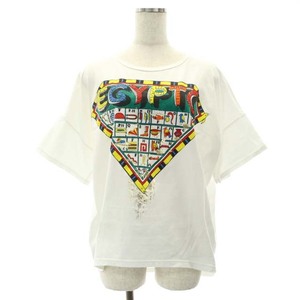 ツモリチサト TSUMORI CHISATO EGYPTC Tシャツ カットソー 半袖 プリント オーバーサイズ 2 M 白 ホワイト /AT ■OS レディース