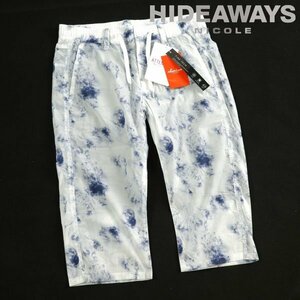 新品1円～★HIDEAWAYS NICOLE ハイダウェイ ニコル メンズ 春夏 ストレッチタフタクロップドパンツ 44 S ネイビー白 正規店本物◆1070◆