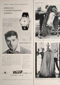 稀少・広告！1960年代ティソ 時計広告/Tissot Visodate T12 Automatic Watch/Swiss/W
