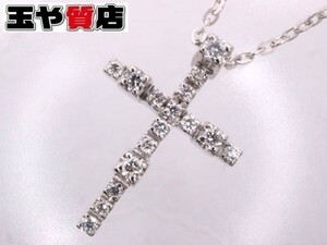 ダミアーニ 美品 DAMIANI ミニシンボリ ダイヤ クロス ネックレス 750 K18WG ホワイトゴールド