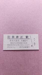 JR北海道　函館本線　奈井江駅　140円入場券　日付無