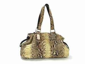 1円 ■極上■本物■美品■ MICHAEL KORS マイケルコース パイソン ショルダーバッグ 肩掛け レディース ベージュ系×ブラウン系 AY1868