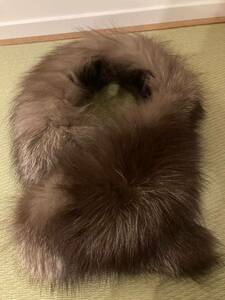 シルバーフォックス　FOX ティペット　本毛皮　高級毛皮 襟巻き ファー　マフラー ティペット　大丸　80cm