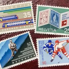 52134セール現品限り　外国切手未使用　スイス発行各種記念4種揃鉄道他
