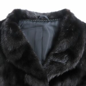 極美品◆SAGA MINK　サガミンク　本毛皮コート　ダークブラウン（ブラックに近い）　13　毛質艶やか・柔らか◎