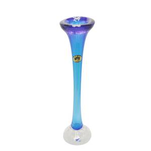 E04013 東海硝子 フラワーベース 一輪挿し PINE TGK GLASS 花器 花瓶 花入 青 グラデーション クリアーブルー 綺麗 おしゃれ 高さ約280mm