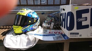 中古 美品 SHOEI X-fourteen DAIJIRO/X-14 ダイジロウ TC-3 YELLOW/BULE サイズL(59cm～60cm) スモークシールド付き 絶版 希少品 