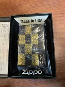 ジッポ zippo 黒金 ブロックチェック 2018年 未使用