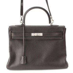 【エルメス】Hermes　□E刻 ケリー32 トリヨンクレマンス 2way ハンドバッグ シルバー金具 ダークブラウン 【中古】【正規品保証】202222