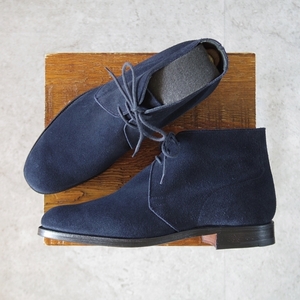 ★未使用★クロケット&ジョーンズ 7E【定価￥74,800-★チャッカブーツ/CHUKKA】200ラスト/スエード/紺/Crockett&Jones★j986-6