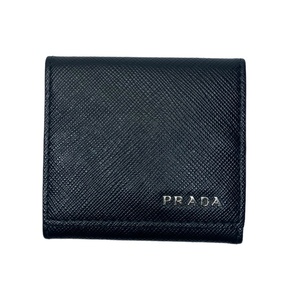 PRADA プラダ コインケース 小銭入れ コンパクトウォレット ミニ財布 ロゴ レザー ブラック