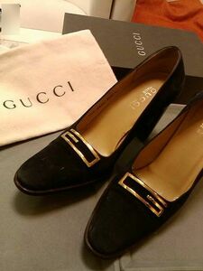 ★即決★GUCCI(グッチ) ブラックG金具 ハイヒール パンプス【36 1/2C】