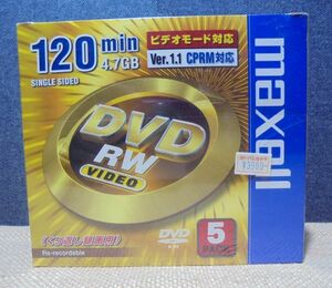 maxell　DVD-RW　120min 4.7GB 5枚パック／ビデオモード対応（繰り返し録画用）