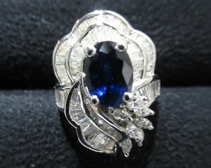 【新品磨き済】Pt サファイア2.70ct ダイヤ2.53ct リング 指輪 サイズ13号 プラチナ ジュエリー アクセサリー NBJ