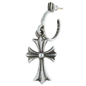 クロムハーツ Chrome Hearts TINY CH CROSS/タイニーCHクロスフープ シルバーピアス 中古 SJ02