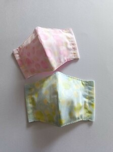 園児用立体マスク２枚入り(シャボン玉／ピンク・グリーン)ハンドメイド★送料無料★