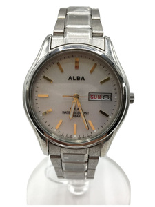 ALBA◆ソーラー腕時計/デジタル/ステンレス/WHT/SLV/V158-0AX0