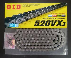  送料無料！便利カット済み# DIDチェーン520VX3 104L クリップ付き VTR250 GB350/S CBX400F CB400SS SUPER XR250(BAJA V3/V) 新品