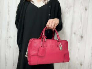 極美品 LOEWE ロエベ アナグラム アマソナ28 ハンドバッグ バッグ レザー 赤系 70827