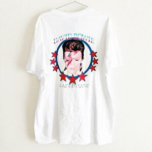 即決【激レア入手困難】日本未発売 デヴィッドボウイTシャツ XLサイズ/白 DAVID BOWIE バンド グラムロック メンズ レディース