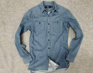 美品 RRL ダブルアールエル 淡いインディゴブルーシャツ size S