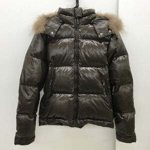 MEI メイ MOUNTAIN EQUIPMENT ラクーンフードファー ナイロン ダウンジャケット Size:M ブラウン[C2178]