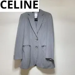 CELINE セリーヌ ライトジャケット 38 ウール100% ストライプ