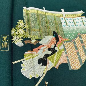 着物月花　総刺繍　相良刺繍　小花　姫　訪問着　正絹　金糸　ki1599