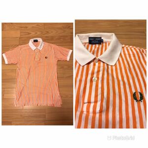 良品☆FRED PERRY／フレッドペリー メンズサイズM 半袖ポロシャツ 希少.太ストライプ柄 ワンポイント入 ボーダー S/S Polo shirt モッズ90s