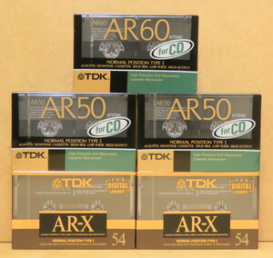 未開封カセットテープ 計5本 TDK AR-50 2本、AR-60 1本、AR-X54 2本 ノーマルポジション